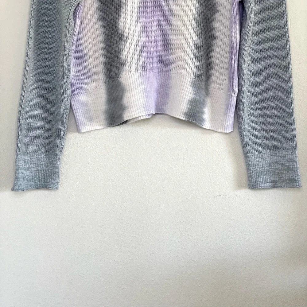 NEW Rails Karis Cotton Cashmere Rib Knit Pullover Sweater Aqua Tie Dye Small